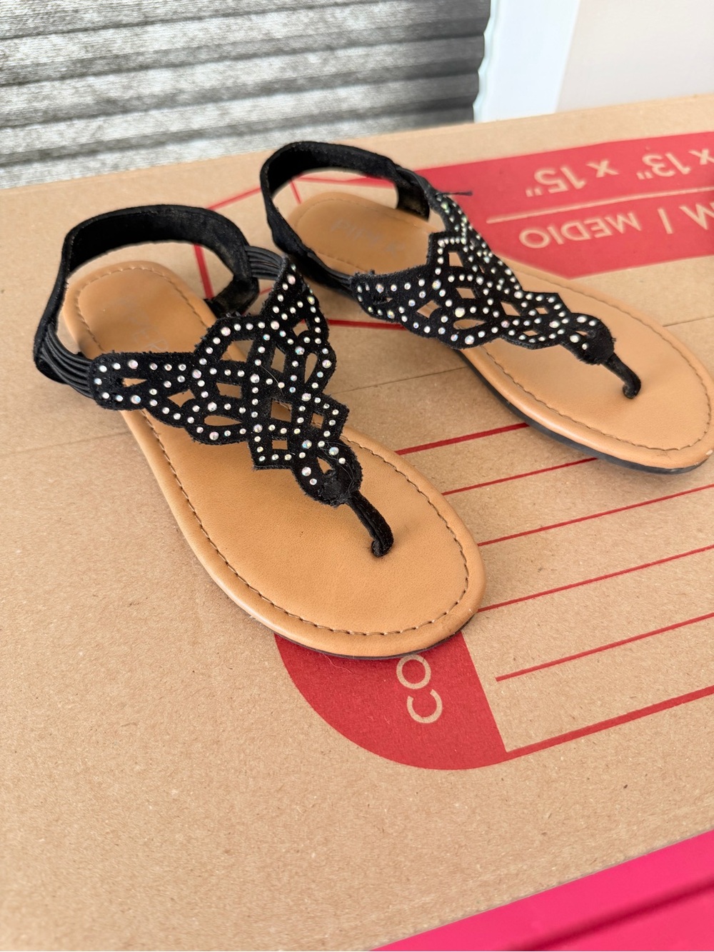New kids size 12 piper brand sandals, stretchy straps.